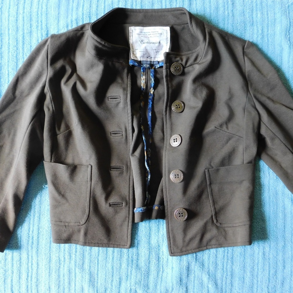 Like New Short Olive Green Jacket Anthropologie